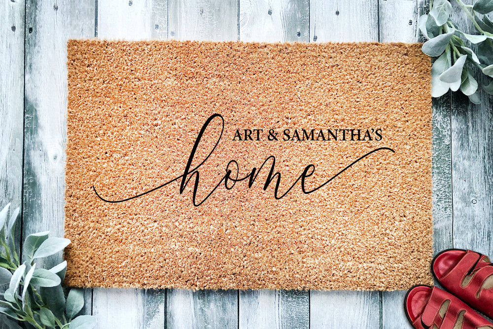 Couple's Names Home Doormat | Wedding Gift | Custom Personalized Doormat | Closing Gift | Welcome | Front Door Mat Housewarming Gift