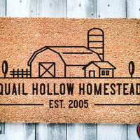 Personalized Custom Name and EST Farm House Door Mat | Farm Doormat | Farmhouse Welcome Mat | Homestead Door Mat | Farm Gift | Home Doormat