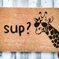 Sup? Cool Giraffe |  Funny Doormat | Housewarming Gift | Custom Doormat Closing Gift | Welcome Doormat | Front Door | Funny Door Mat Gift