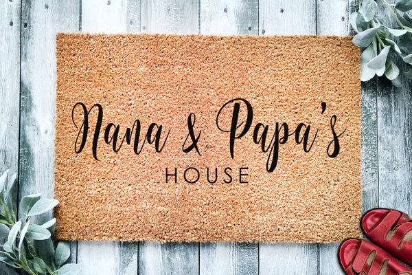 Customizable Grandparent's Day Gift for Grandparents | Nana and Papa's House | Grandpa Grandma Doormat | Nanny | Nana | Granny Door Mat