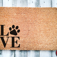 Love Pawprint |  Housewarming Gift | Custom Doormat Closing Gift | Welcome Doormat | Front Door | Fur Family | Cat or Dog Owner Gift