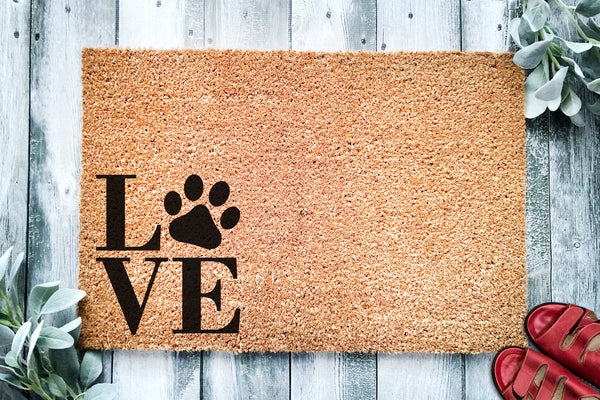 Love Pawprint |  Housewarming Gift | Custom Doormat Closing Gift | Welcome Doormat | Front Door | Fur Family | Cat or Dog Owner Gift