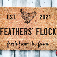 Custom Name and EST Chicken Farm  Fresh From the Farm | Farm Doormat | Welcome Mat | Chicken Farmer Door Mat | Farm Gift | Home Doormat