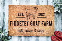 Personalized Custom Name and EST Goat Farm | Goat Farm Doormat | Farmhouse Welcome Mat | Goat Farmer Door Mat | Farm Gift | Home Doormat
