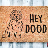 Hey Dood Golden Doodle Dog | Goldendoodle Doormat | Labradoodle Doormat | Welcome Mat | Housewarming Gift | Closing Gift | Cute Dog Puppy