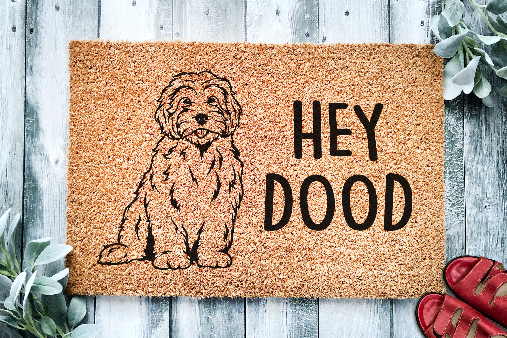 Hey Dood Golden Doodle Dog Doormat