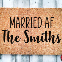 Married AF Last Name Housewarming Gift | Wedding Gift | Custom Doormat | Personalized Doormat | Closing Gift | Welcome | Front Door Mat