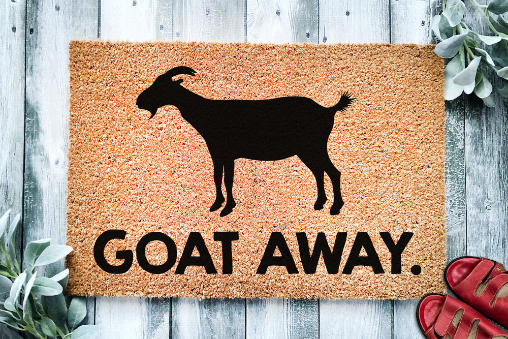 Goat Away | Funny Goat Doormat | Go Away | Funny Farm Doormat | Welcome Mat | Funny Door Mat | Funny Gift | Home Doormat | Housewarming