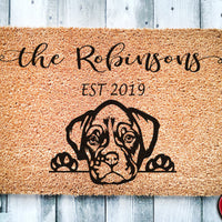 Boxer Puppy Dog v2 | Personalized Doormat | Custom Doormat | Welcome Mat | Housewarming Gift | Closing Gift | Last Name Door Mat | Puppy