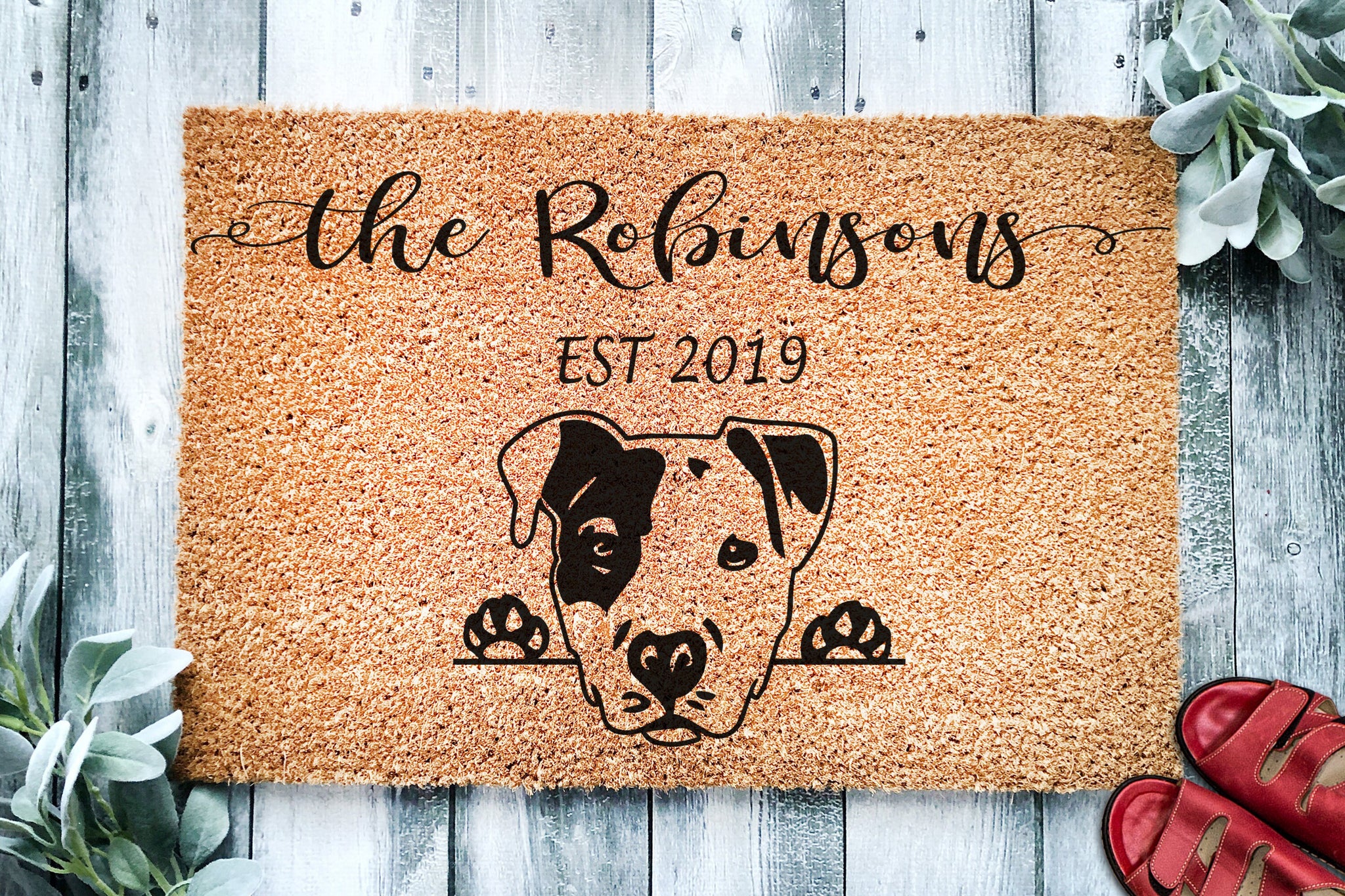 GIBZ Personalized Doormat with Dogs Pattern Custom Pet Photo Welcome Mat  for Home Indoor Outdoor Entrance Rug, 23.6 × 15.7