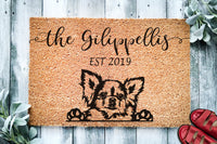 Long Haired Chihuahua Puppy Dog | Personalized Doormat | Custom Doormat | Welcome Mat | Housewarming Gift | Last Name Door Mat | Dog Gift
