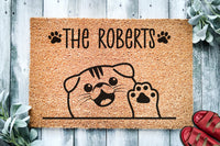 Cute Scottish Fold Cat Personalized Doormat | Striped Tabby | Custom Doormat | Welcome Mat | Housewarming | Last Name Doormat | Closing Gift
