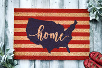 Home United States of America Flag Stripes Door Mat | 4th of July | Independence Day | Housewarming Gift | Closing Gift | Welcome Doormat

