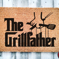 The Grillfather | Dad Gift Grilling | Funny Doormat | Welcome Mat | Funny Door Mat | Funny Gift | Home Doormat | Backyard Porch Mat