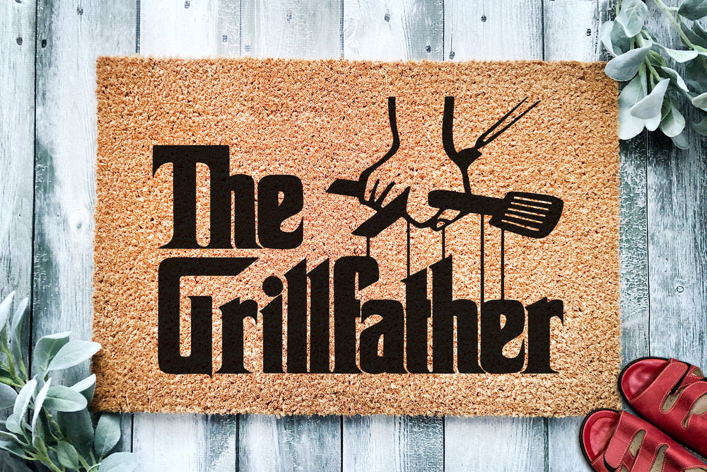 The Grillfather | Dad Gift Grilling | Funny Doormat | Welcome Mat | Funny Door Mat | Funny Gift | Home Doormat | Backyard Porch Mat