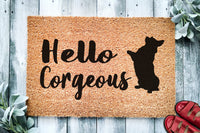 Hello Corgeous | Cute Corgi Doormat | Dog | Custom Doormat | Welcome Mat | Housewarming Gift | Welsh Corgi Doormat | Closing Gift Doormat
