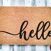 Hello Cursive Script Door Mat | Custom Doormat | Welcome Mat | Door Mat | Housewarming Gift | Home Doormat | Home Decor | Front Door