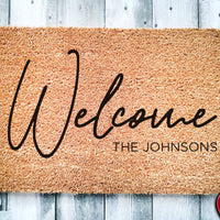 Signature Welcome Family Name Doormat | Housewarming or Wedding Gift | Custom Doormat | Personalized Doormat | Closing Gift | Front Door Mat