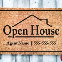 Open House Realtor Door Mat v2 | Open House Home Doormat | Business Doormat | House Selling Listing Front Door Mat | Real Estate Agent Gift