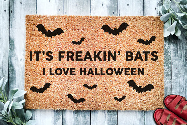 Its Freakin Bats I Love Halloween Door Mat | Funny Meme Doormat | Welcome Mat | Halloween Decor | Home Doormat | Halloween Welcome Mat