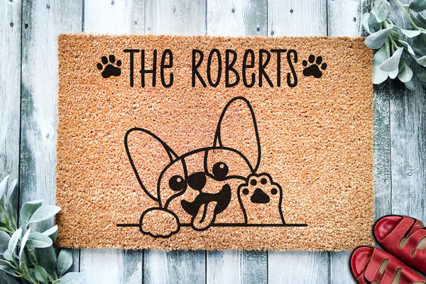Cute Corgi Personalized Doormat | Dog | Custom Doormat | Welcome Mat | Housewarming Gift | Last Name Doormat | Closing Gift | Corgi Doormat