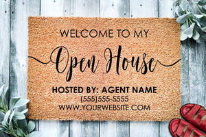 Open House Realtor Door Mat | Open House Doormat | Business Doormat | House Selling Front Door Mat | Real Estate Agent Gift | Home Listing