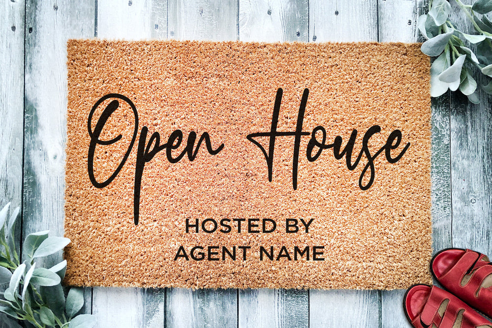 Open House Realtor Door Mat v3 | Open House Home Doormat | Business Doormat | House Selling Listing Front Door Mat | Real Estate Agent Gift