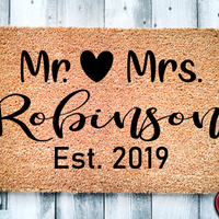 Mr & Mrs Custom Last Name Doormat
