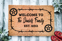 Texas Themed Family Name Personalized Doormat
