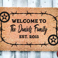 Texas Themed Family Name Personalized Doormat